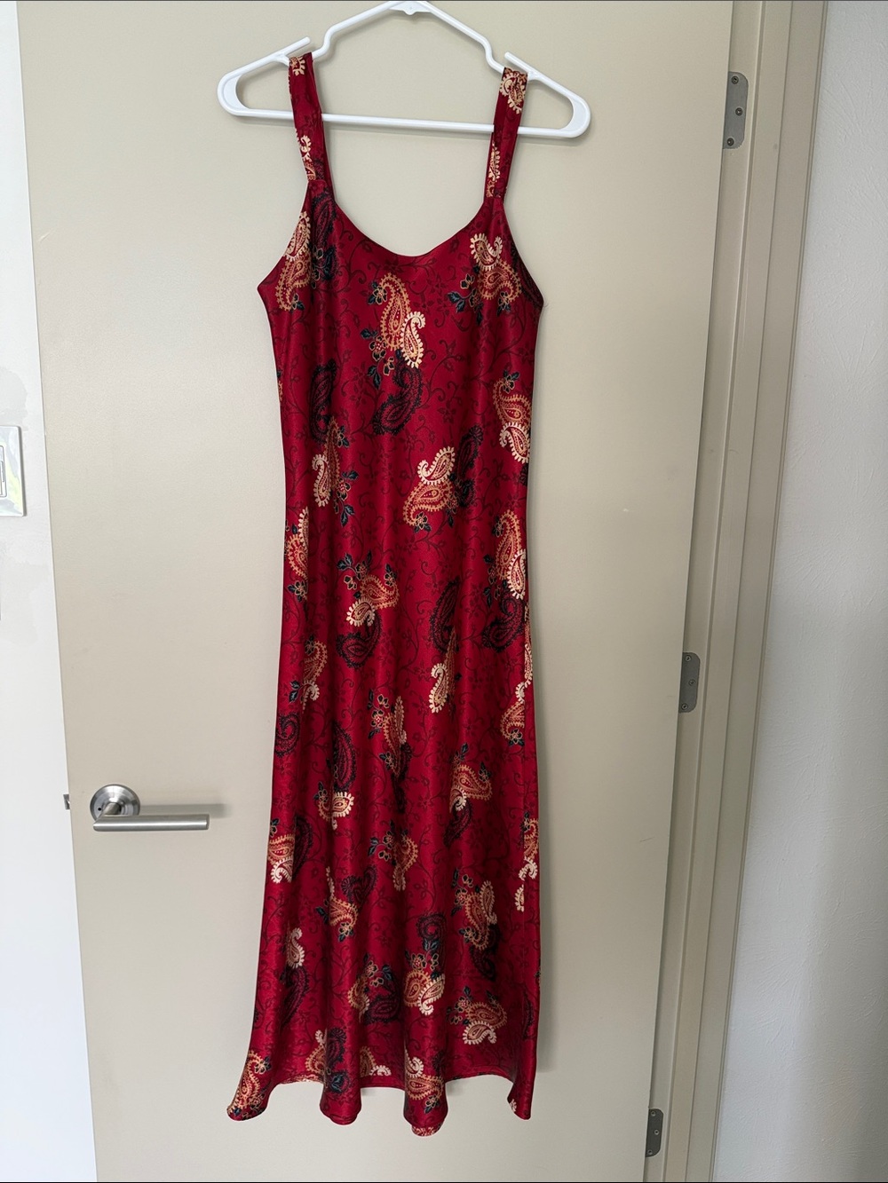 Vintage Jones New York Red Paisley Midi Slip Dress Sz M
